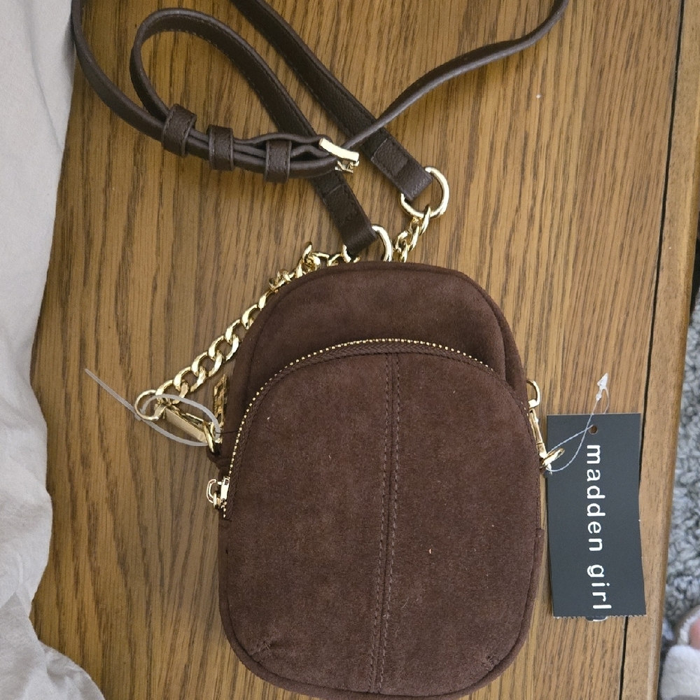NWT Madden Girl Chocolate Brown Mini Bag with Gold Chain